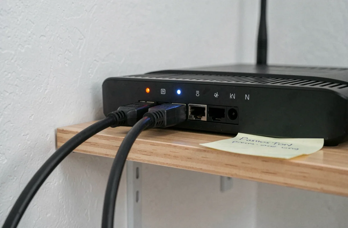 Routeur internet domestique avec câble ethernet et configuration réseau sécurisée